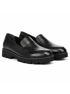 Vionic Kensley Supportive Black Leather Loafers Womens 9 Comfort Lug Sole